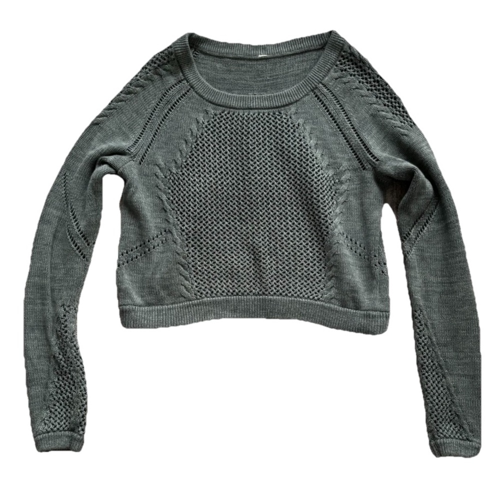 LULULEMON BE PRESENT KNIT CROP PULLOVER SAGE GREEN MODERN CHIC ATHLEISURE TRENDY - Picture 4 of 4